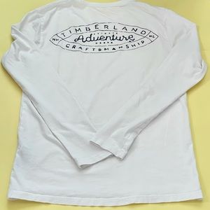 🔥2xHP♥️Timberland men 100% cotton white long sleeves t-shirt sz S